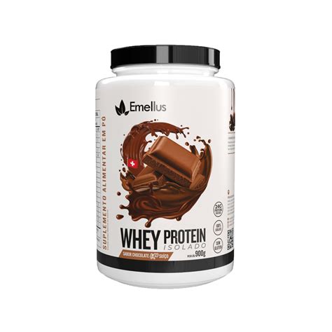 Whey Protein Isolado 900g Sabor Chocolate Suíço Emellus