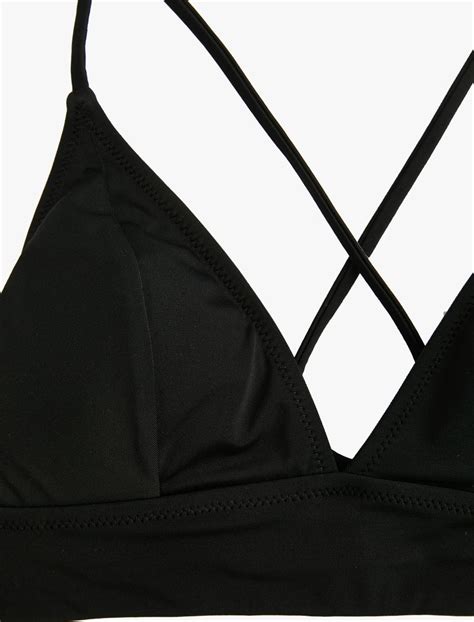 Siyah Kadın Bralet Bikini Üstü Sırtı Çapraz SAK MM Koton