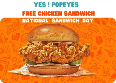 Popeyes Offers A Free Sandwich On National Sandwich Day