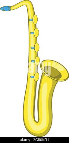 Cartoon Saxophone Drawing Isolated Vector Clip Art Illustration Stock