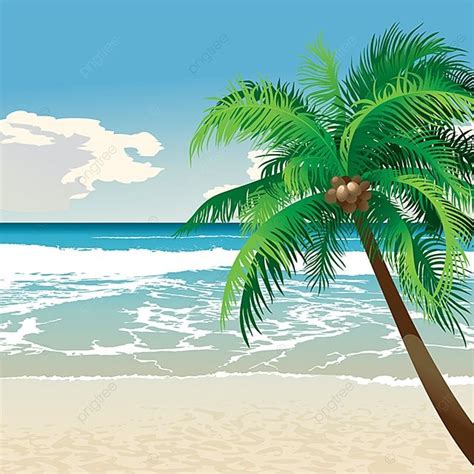 Coconut Beach PNG Transparent, Tropical Beach With Coconut Vector ...