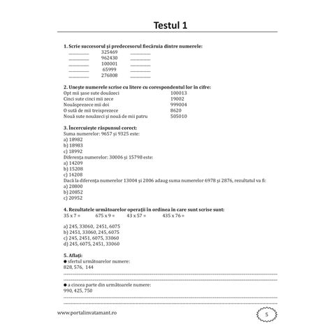 Culegere De Teste Rezolvate Pentru Clasa A Iv A La Matematica Emag Ro