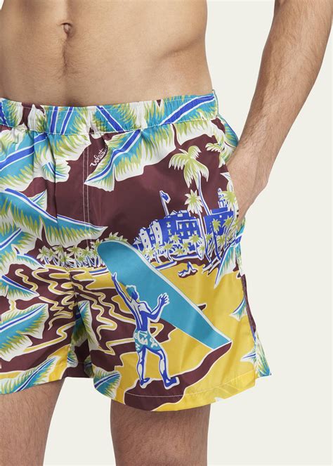 Valentino Garavani Mens Surf Print Swim Shorts Bergdorf Goodman