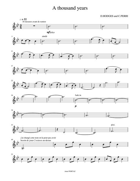 A Thousand Years Sheet Music For Violin Solo