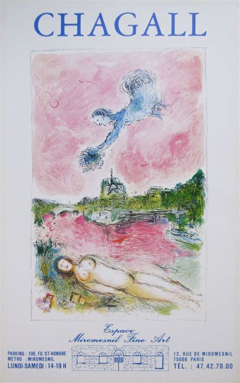 Marc Chagall Pink Opera Large Original Offset Lithograph Exhibtion