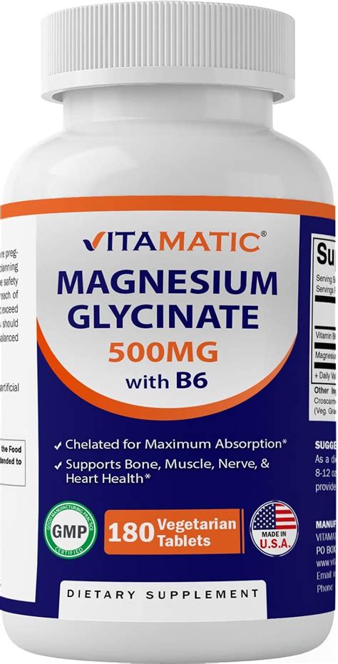 Vitamatic Glicinato De Magnesio 500 Mg Por Comprimido 180 Comprimidos