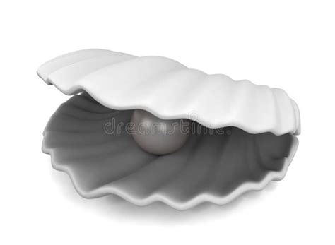 Pearl Inside Seashell 3d Rendering Stock Illustration Illustration