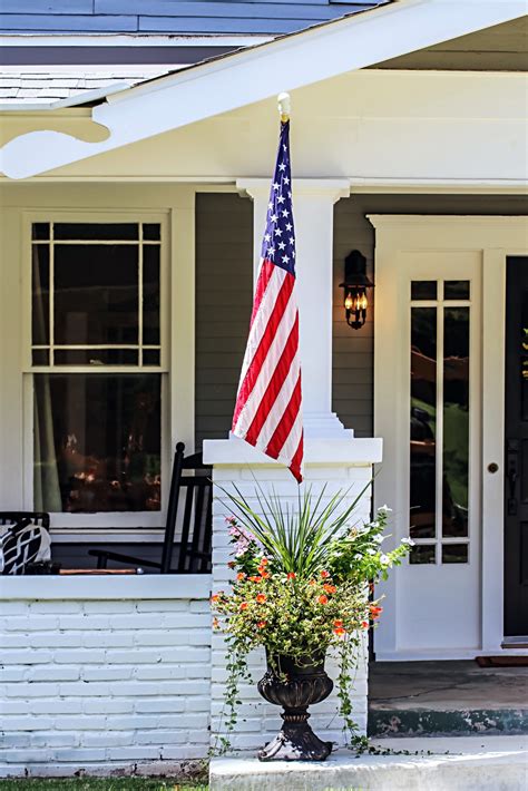 American Flag On Porch