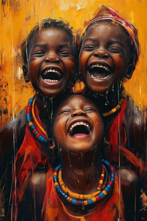 Joyful African Children Playing in Rain Captivating Digital Artwork - Etsy