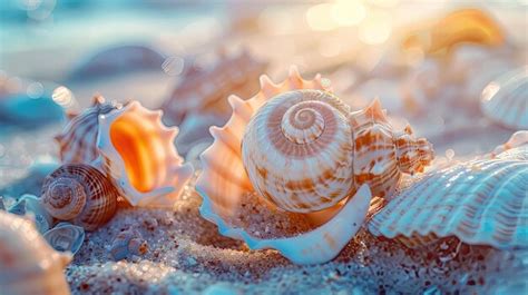 Premium Photo | Professional Photography Multicolored Seashells Adorning the Beach