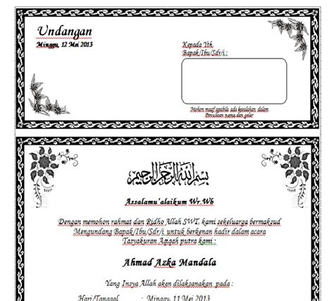 Download Contoh Undangan Aqiqah Dengan Ms Word Terbaru Wong Tran