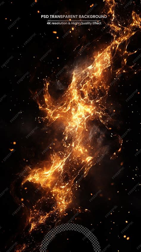 premium psd abstract fire flame isolated  black background