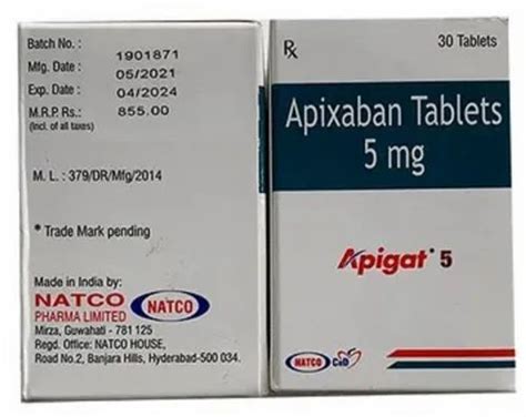 Apigat Apixaban 5 MG TABLET At Rs 860 Box Pharmaceutical Injections