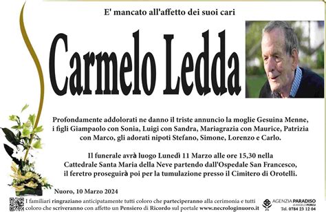 Necrologio Carmelo Ledda Necrologi Nuoro Necrologi Nuoro