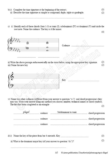 Grade V 5 Music Theory Practice Paper Pdf For Vcm Exams Papers Aand B