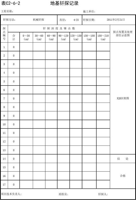 地基钎探记录表格 word文档在线阅读与下载 免费文档