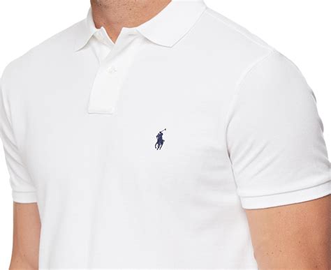 Polo Ralph Lauren Mens Custom Slim Fit Mesh Polo Shirt White Catch