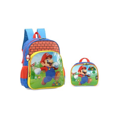 Kit Super Mario Bros Mochila De Costas Lancheira Nintendo Submarino