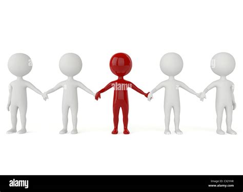 3d Humanoid Character Leadership And Team Concept On White Stock Photo