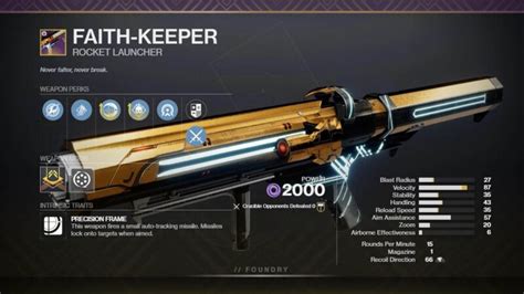 Destiny 2 Faith Keeper God Roll And How To Get Deltia S Gaming