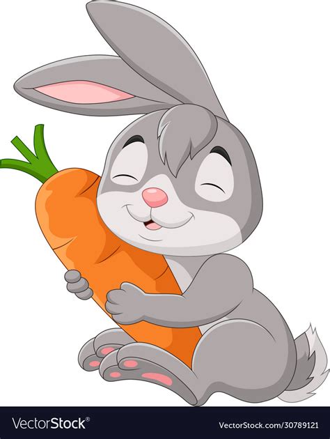 Cartoon Rabbit Holding A Carrot Royalty Free Vector Image