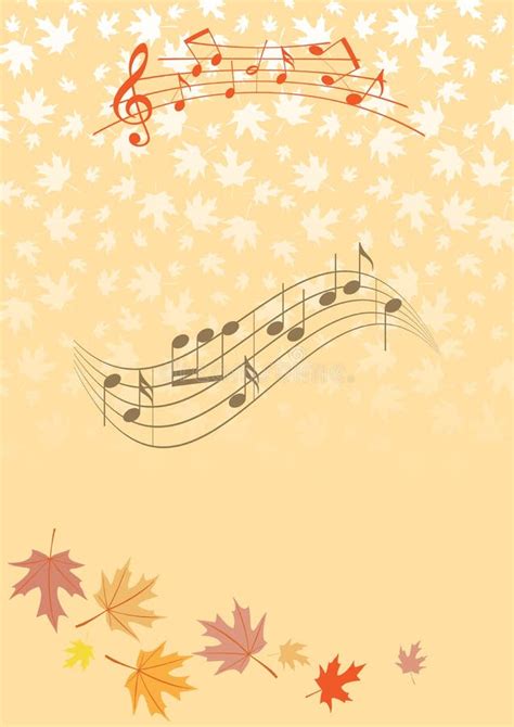 Orange Banner with Autumn Leaves and Music Notes - Vector Musical Background Stock Vector ...