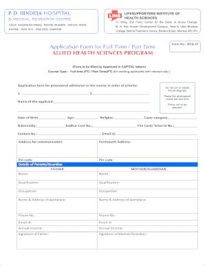 Fillable Online Application Form For Provisional Admission To The