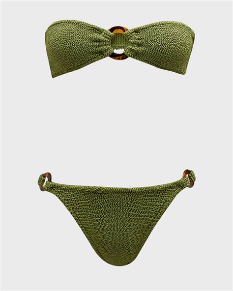 Hunza G Gloria Crinkle Bandeau Two Piece Bikini Set Neiman Marcus