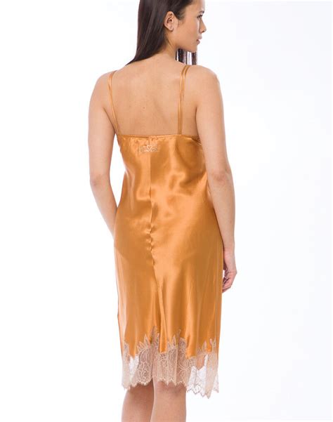 IA4VHH TWIN SET Lingerie Top Baby Doll Lungo Chemise Arancio 100 SETA E Pizzo EBay De