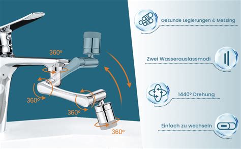 Drehbarer Wasserhahn Aufsatz Grad Schwenkbar Luftsprudler