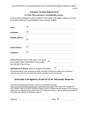 Fillable Online Smb Slac Stanford SSRL SMB Computer Account Request