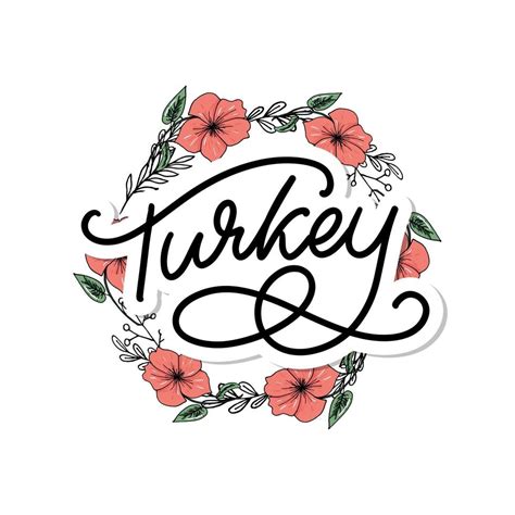 Turkey Lettering. Handwritten name of the country. Vector design ...