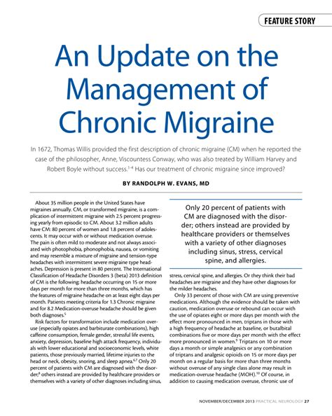 Pdf An Update On The Management Of Chronic Migraine