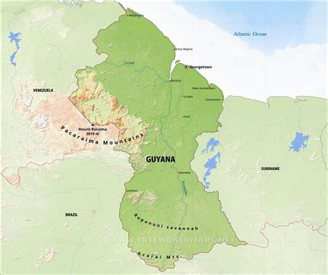 Guyana Physical Map