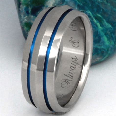 Blue Titanium Ring b17 – Titanium Rings Studio