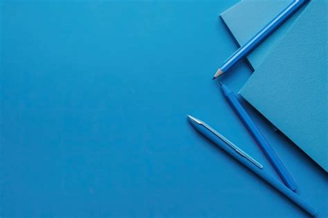 Blue Stationery With Copy Space Premium Ai Generated Image