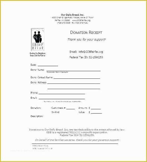 Printable 501c3 Donation Receipt Template