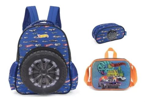 Mochila Trasera Hot Wheels Con Doble Kit Lonchera Y Funda Mercadolibre