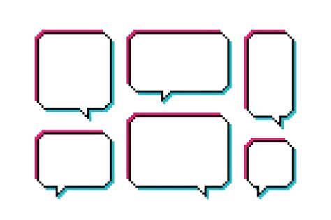 Premium Vector Set Different Shape Pixel Glitch Speech Bubble Glitch