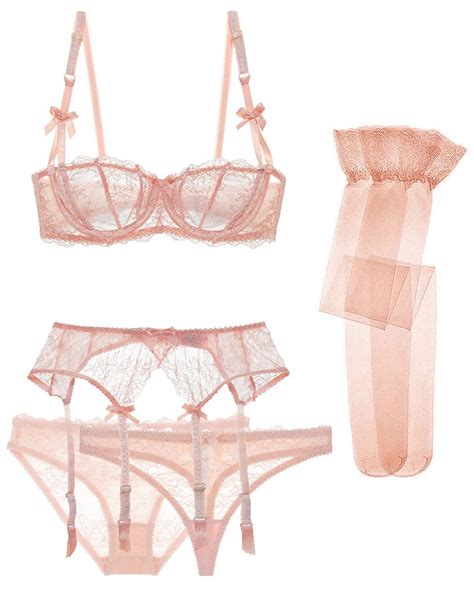 Ensemble lingerie fine 5pcs rose chair à dentelle transparente sous