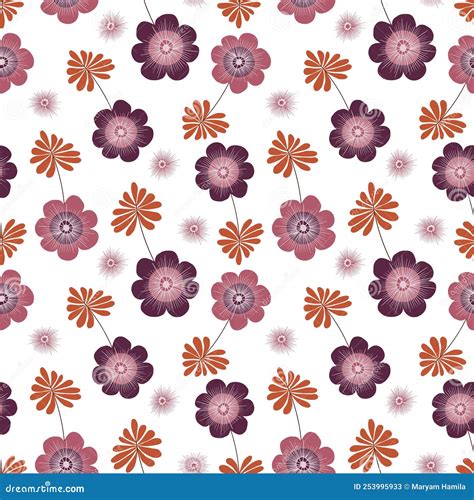 Floral Seamless Pattern In Organic Hand Drawn Style Stock Illustration