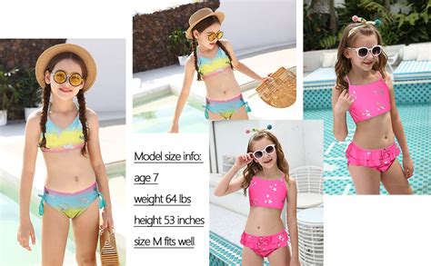 Amazon Dayu Girls Fashionable Bikini Set Beach 2 Piece Swimsuit Bathing Suit Clothing
