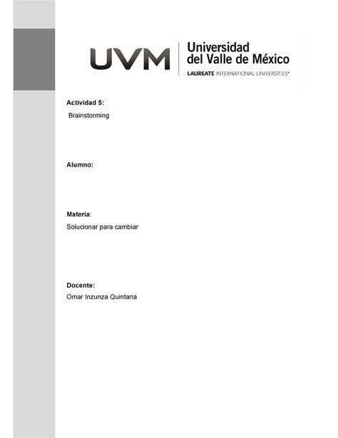 Actividad 5 Brainstorming Actividad 5 Brainstorming Alumno Materia