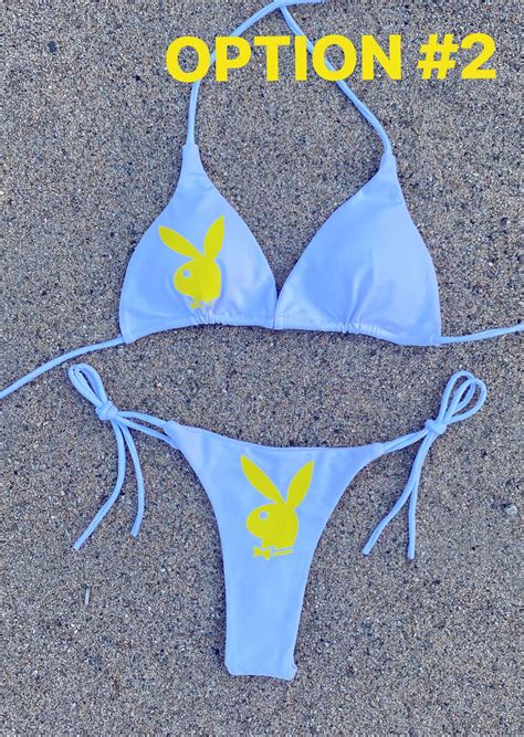 Sexy Juego De Bikini Playboy Conjunto De Bikini Ajustable Etsy