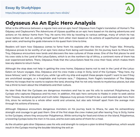 Odysseus As An Epic Hero Analysis Essay Example StudyHippo