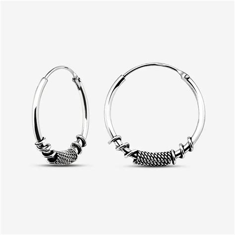 Silver Oxidized Twisted Spiral Bali Hoop Earring Whole Sale 925 Silver