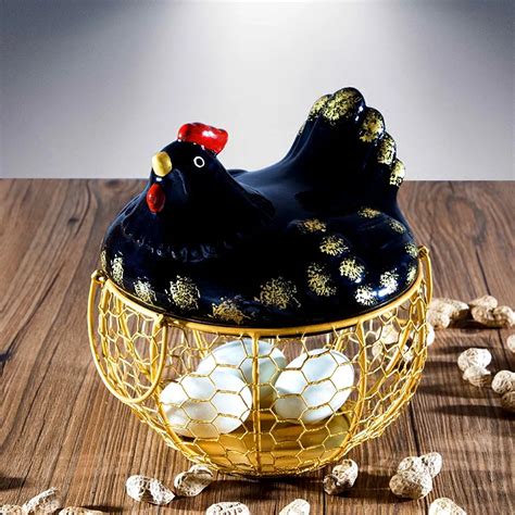 Ceramic Egg Holder Chicken Wire Egg Basket Fruit Basket Creative