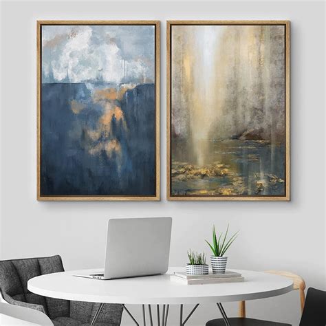 Idea Wall Framed Canvas Print Wall Art Set Of Pastel Paint Stroke