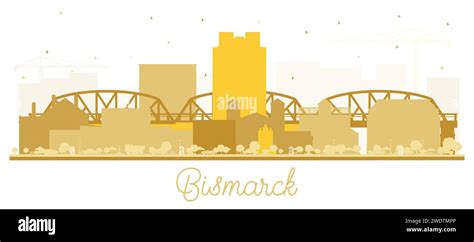 Bismarck North Dakota City Skyline Silhouette with Golden Buildings ...