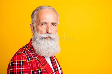 Close Up Portrait Of His He Nice Attractive Handsome Gray Haired Man